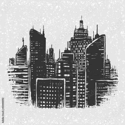 miejskie-budynki-wiezowce-czarna-grafika-wektorowa