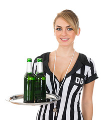 Wall Mural - Female Referee With Drinks On Tray