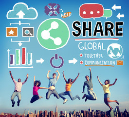 Wall Mural - Share Social Media Connection Social Networking Communication Co