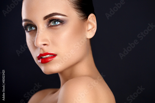 Fotografie, Obraz Beauty Red Lips Makeup. Beautiful Woman whit Makeup