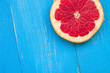 grapefruit on the blue table