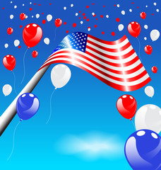 Wall Mural - American Flag and balloons for Independence Day USA