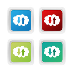 Wall Mural - set of squared colorful buttons with cloud symbol