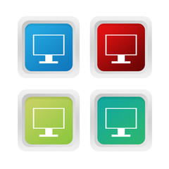 Wall Mural - set of squared buttons with tv screen or computer monitor symbol