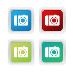 Wall Mural - set of squared colorful buttons with camera symbol