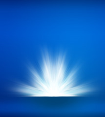 Poster - Abstract blue background with light ray explosion, Template mock