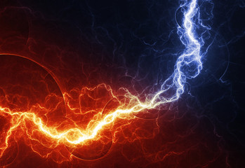 Fire and ice abstract lightning background