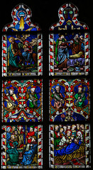 Wall Mural -  Stained glass window depciting various bible scenes