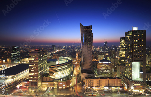 Naklejka na szybę Warsaw city center at sunset