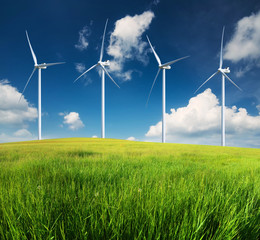 wind power station. ecological energy composition