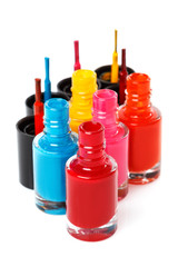 Canvas Print - Bottles with a colorful nail polish