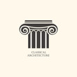 Classical column architecture element. Logo concept for construc