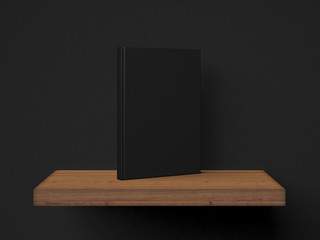 Wall Mural - One blank book on a brown shelf. 3d rendering