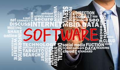 Wall Mural - software with related word cloud