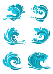 Sticker - Curling sea and ocean blue waves