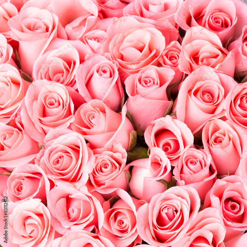 Nowoczesny obraz na płótnie Kwiatowy bukiet pełen różowych róż
