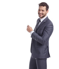 business, people and office concept -  businessman in suit