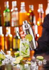 Poster - Mojito cocktail drink on bar counter