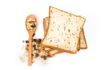 cereal and black sesame bread with whole grain cereal flakes whi