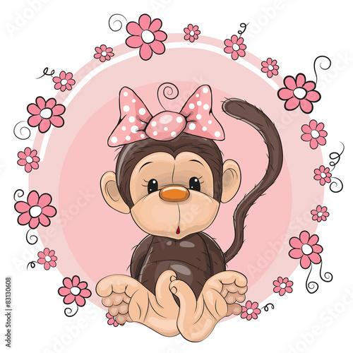 Naklejka ścienna Monkey with flowers