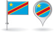 Congolese pin icon and map pointer flag. Vector