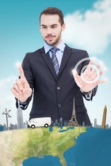 Poster - Businessman presenting number six with his fingers