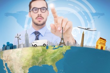 Aufkleber - Composite image of businessman with glasses pointing something