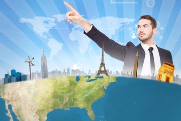 Aufkleber - Composite image of thoughtful businessman pointing his finger 