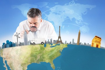 Aufkleber - Businessman examining with magnifying glass