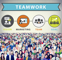 Canvas Print - Teamwork Team Collaboration Connection Togetherness Concept
