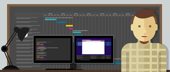 Wall Mural - project manager programmer software plan