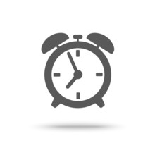 Grey Alarm Clock Icon Isolated
