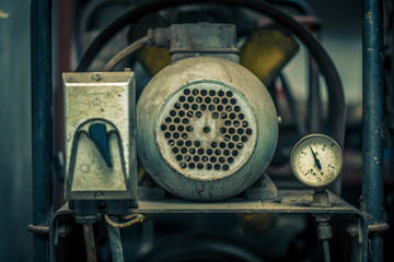  Close up shot of old air compressor