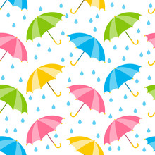Seamless Pattern With Color Umbrellas 