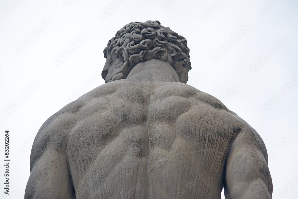 Hercules statue seen from behind - obrazy, fototapety, plakaty 