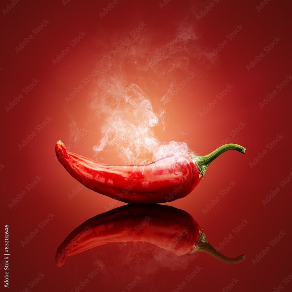 Chili red steaming hot - obrazy, fototapety, plakaty 