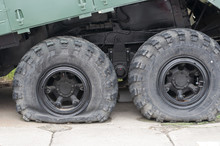Flat Tire Of Military Vehicles