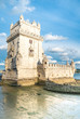 Belem Tower on the Tagus river in the morning, famous city landm
