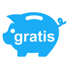 Sticker - Icono texto gratis en hucha cerdito azul