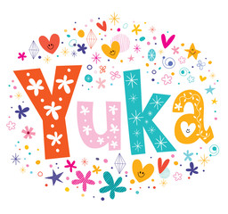 Wall Mural - Yuka girls name decorative lettering type design