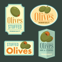 Set of vector ripe Olives badges.