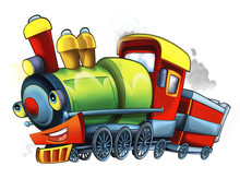 Cartoon Steam Train - Caricature - Illustration