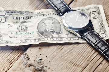 Wall Mural - Dollar with clock