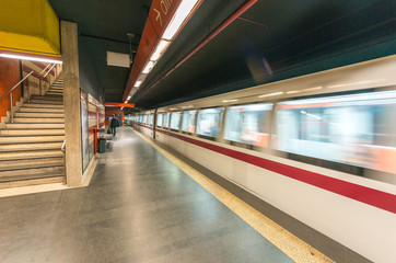 Wall Mural - ROME - JUNE 14, 2014: Commuters walk in metro station. Rome Metr