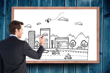 Poster - Businessman standing back to camera writing with marker