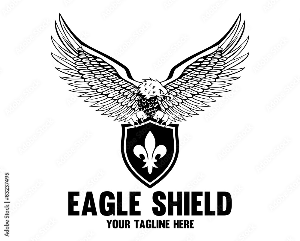 Eagle Shield Black and White Logo Templates Stock Vector | Adobe Stock, image size:1000x804