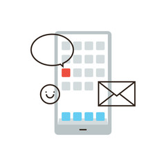 Wall Mural - mobile phone communication flat line icon concept