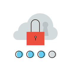 Aufkleber - Cloud security flat line icon concept