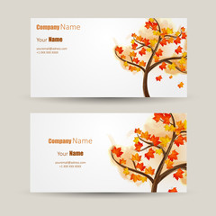 Wall Mural - Business cards collection with autumn tree design 