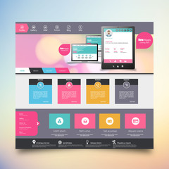 Wall Mural - flat colorful website template with clean modern design.